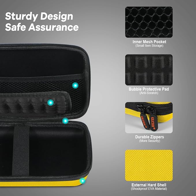 Bright Yellow Hard Shell Electronic Organizer Carrying Case - Shockproof Large Storage Case for Hard Drive, Phone, Power Bank, Charger, Earbuds - Zipper Pouch Gadget Bag for Business, Travel - Image 5