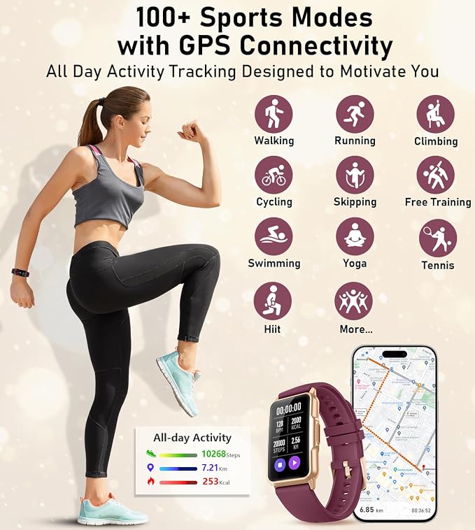 Smart Watch Health Fitness Tracker with 24/7 Heart Rate, Blood Oxygen Blood Pressure Sleep Monitor, 115 Sports Modes, Step Calorie Counter Pedometer IP68 Waterproof for Android and iPhone Women Men - Image 5