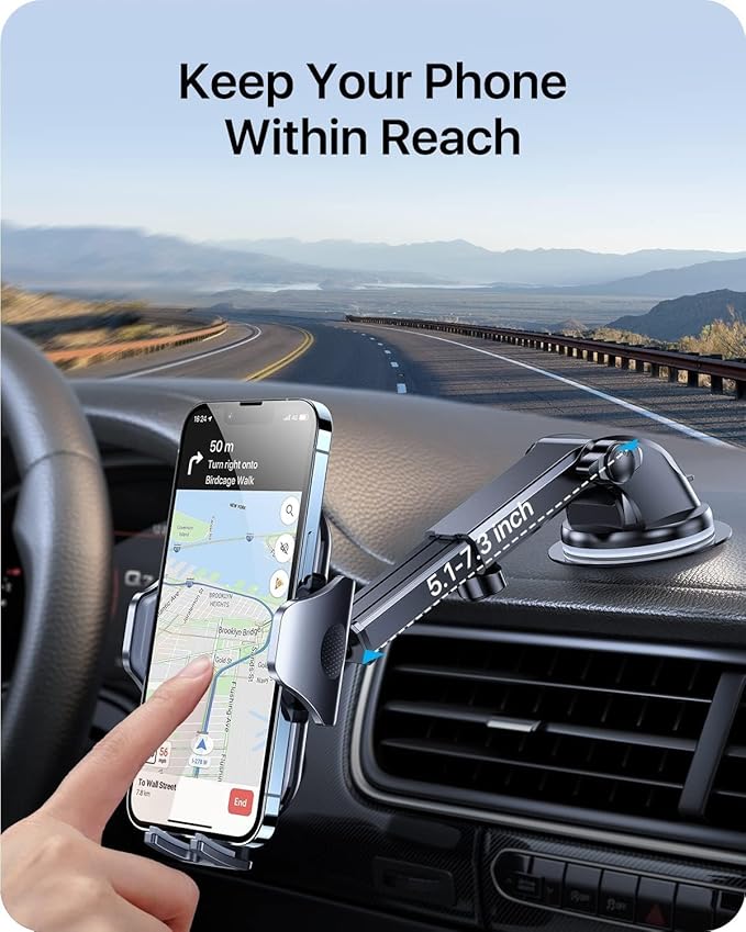 andobil Car Phone Holder, 2026 Military-Grade 89lbs Strongest Suction Phone Holders for Your Car Dashboard/Windshield/Vent Easy Clamp Cellphone Holder Truck Stand for iPhone 17 16 15 Pro Max, Blue - Image 7