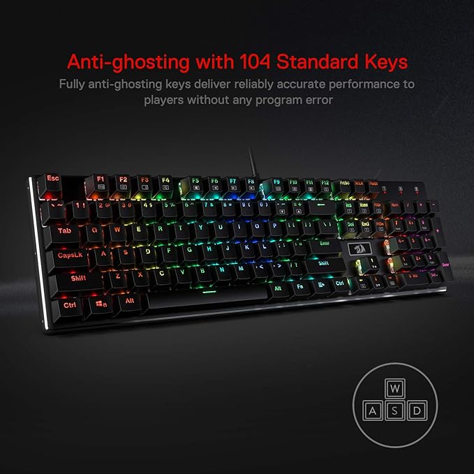 Redragon K556 Wired RGB Mechanical Gaming Keyboard, 104-Key Aluminum Board | Rock-Solid Metal Build, 20 Backlits for Immersive ESports Vibe, Hot-swap Smooth & Soft Linear Red Switch for Quiet Scene - Image 2
