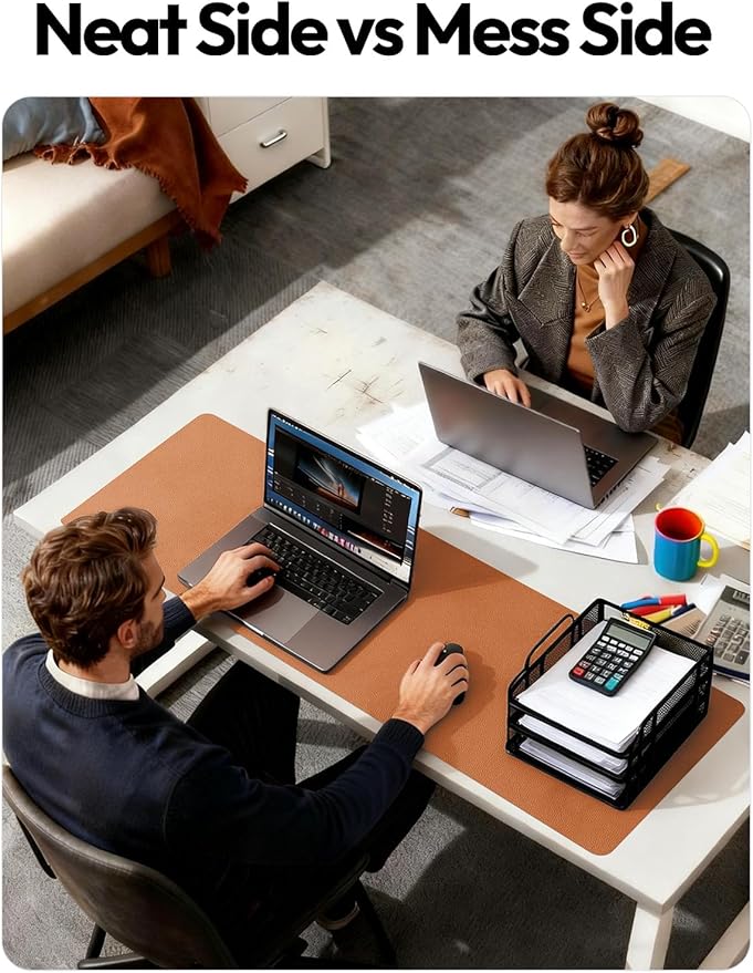 YSAGi Leather Desk Protector, Office Mat, Large Mouse Mat, Non-Slip PU Leather Blotter, Laptop Desk Mat, Waterproof Writing Pad for Office and Home(Brown, 63" x 17.2") - Image 6
