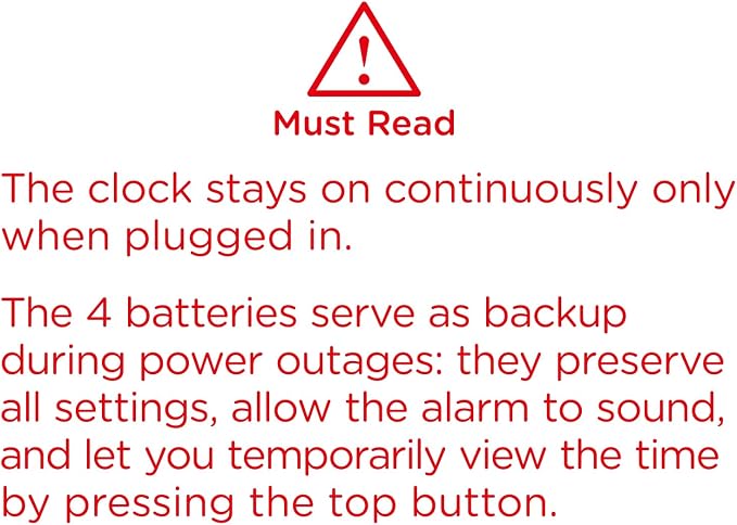 Peakeep Small Digital Alarm Clock for Bedrooms, Loud for Heavy Sleepers | Dimmable Plug in Electric Large Numbers Clock Battery Backup, Slim Clock for Table Office Modern Living Room (BW) - Image 7