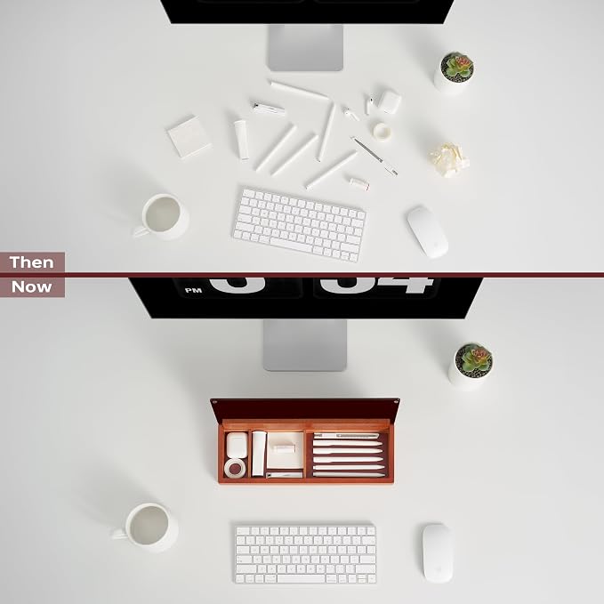 Desk Whiteboard with Wooden Organizer Box for Office Supplies Storage, Desktop Dry Erase White Board with Drawer for Stationary, Marker & Eraser Included, Yeoux - Image 4