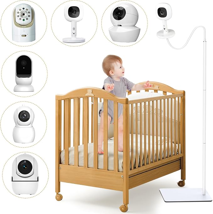 Baby Monitor Floor Stand Compatible with HelloBaby, Nanit Pro, Infant Optics, Babysense, Owlet, Baby, Bonoch, Adjustable Height from 37.4-69, Universal Baby Camera Stand Mount, Safety for Nursery by CaGuan