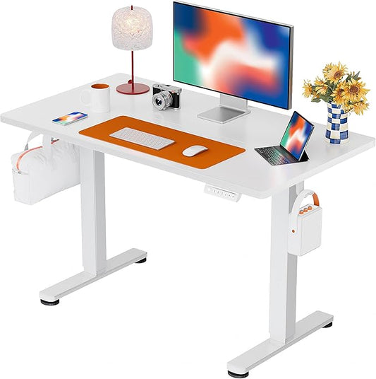 ErGear Height Adjustable Electric Standing Desk, 44 x 24 Inches Sit Stand up Desk, Memory Computer Home Office Desk, White by ErGear
