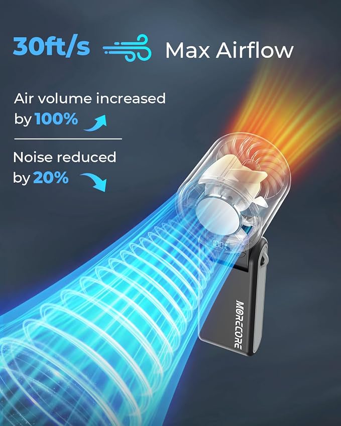 MORECORE Portable Handheld Fan with Ice Cooler, [Instant Chill to 50℉], Gifts for Men Mom Women Grandma Girl Her Hot Flash, 5000mAh Cooling Fan, Camping/Cruise/Soccer Game/Travel Essentials 2026 - Image 5
