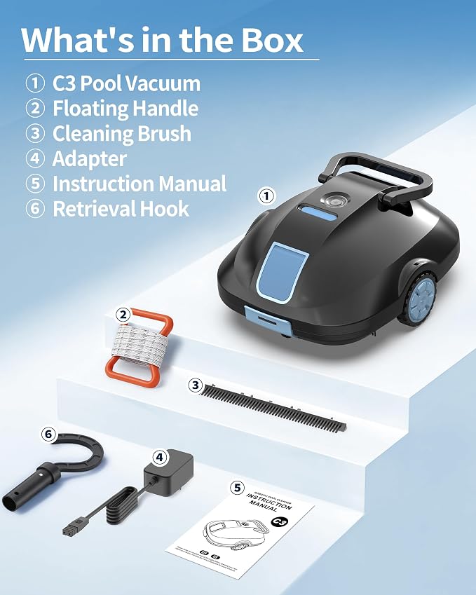 2026 Upgrade Robotic Pool Cleaner -Up to 250-Min Cordless Automatic Pool Vacuum Robot for Above Ground & Inground Pools -Powerful Suction Self-Parking for Swimming Pool up to2200 Sq. Ft Black - Image 8