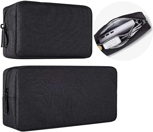 imComor Universal Electronics Accessories Case, 2-Pack Portable Soft Carrying Case Bag Wire Cable Organizer for Hard Drive, Power Adapter, Laptop Mouse, Cosmetics Kit, Small+Big-Black by imComor