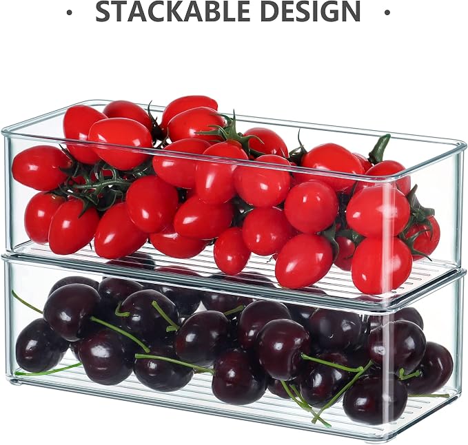 Hudgan 8 Pack Clear Plastic Drawer Organizers Set, Stackable Deep Drawer Organizer for Makeup Vanity and Desk, 2 Sizes Tall Bathroom Drawer Organizer - Image 6