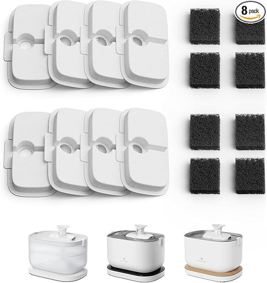 PETLIBRO Replacement Filters for Dockstream Cat Water Fountain PLWF106/PLWF116/PLWF115/PLWF105/PLWF005, 4 Months Set of Replacement Filters for Ultra Quiet Cat Fountain, 8 Count for Pet Water Fountain by Unknown