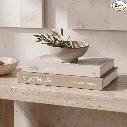 Aesthetic Decorative Books - Set of 2 Stylish Boxes Enhance Your Coffee Table, Bookshelf or Mantel Decor - Beautiful Fake/Faux Books for Modern Home Decoration, Photo Storage and as a Keepsake Box by ZICOTO