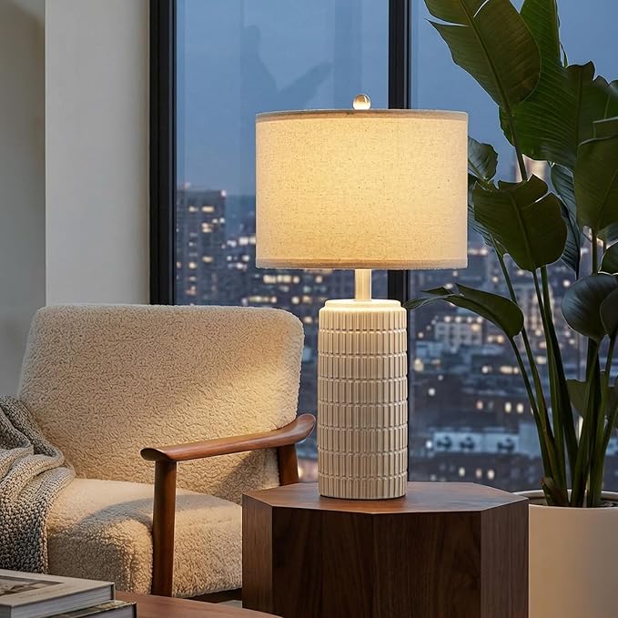 PoKat 23'' Dimmable Table Lamps with Remote for Living Room, Modern Stepless Adjustable Bedside Lamps Set of 2 for Bedroom, Nightstand Lamps for Office Nursery Desk Console Kids, White (No Battery) - Image 4