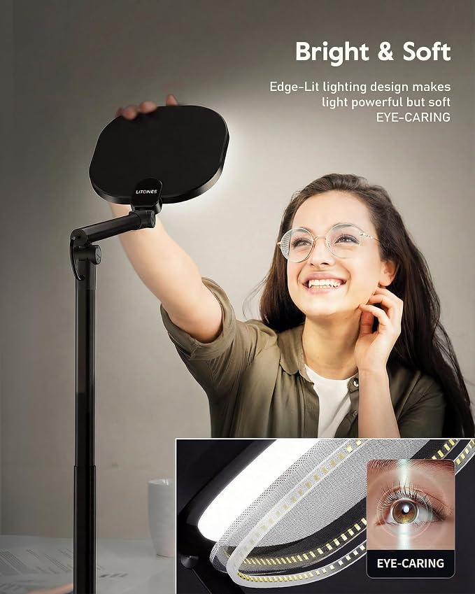 LitONES Led Desk Lamps for Home Office with Base, Tall Desk Lamp with 50 Light Modes & Memory and Timer Func Computer Light, Flexible Adjustable Table Lamps for Video Conference, Architect - Image 2