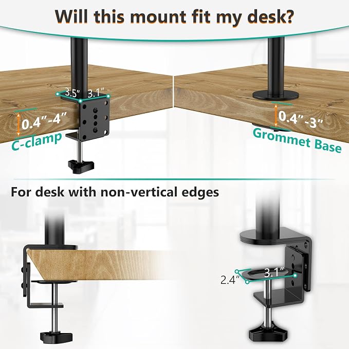 WALI Single Monitor Stand Desk Mount, Tall Monitor Stand Fully Adjustable with 39” Height Pole, Articulating Arm for Computer Screen up to 38 inch, 22lbs (M001XXL), Black - Image 6