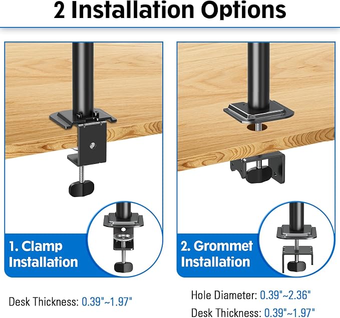 MOUNTUP Single Monitor Mount, Adjustable Monitor Stand for Max 32 Inch Flat Curved Computer Screen, Monitors Arm Desk Mount Fit VESA 75x75& 100x100, up to 17.6lbs, with C-Clamp and Grommet Base, Black - Image 4