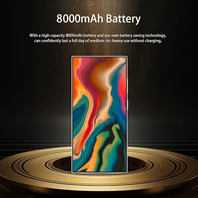 I25 Ultra Unlocked Cell Phone, 7.2" FHD+ Screen 8GB+256GB Smartphone, 8000mAh Battery Unlocked Phone, Built-in S Pen, AI 108MP Camera, US 1 Yr Warranty - Gold - Image 3