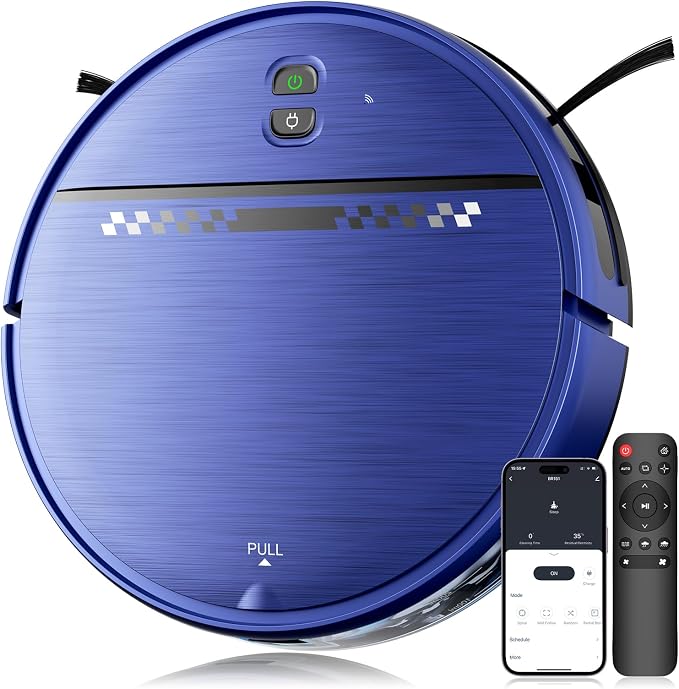 MANVN Robot Vacuum and Mop Combo for Pet Hair, Robotic Vacuum for Hard Floors and Carpets, 2.87'' Ultra-Slim, with 3D Obstacle Avoidance, Wi-Fi/App/Voice Controlled, Self-Charging by Unknown