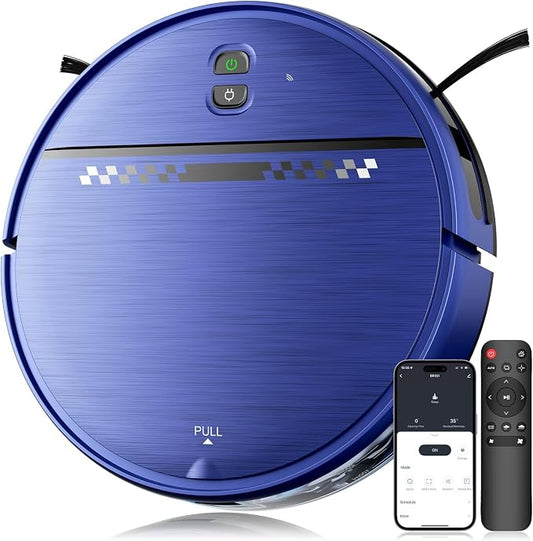 MANVN Robot Vacuum and Mop Combo for Pet Hair, Robotic Vacuum for Hard Floors and Carpets, 2.87'' Ultra-Slim, with 3D Obstacle Avoidance, Wi-Fi/App/Voice Controlled, Self-Charging by Unknown