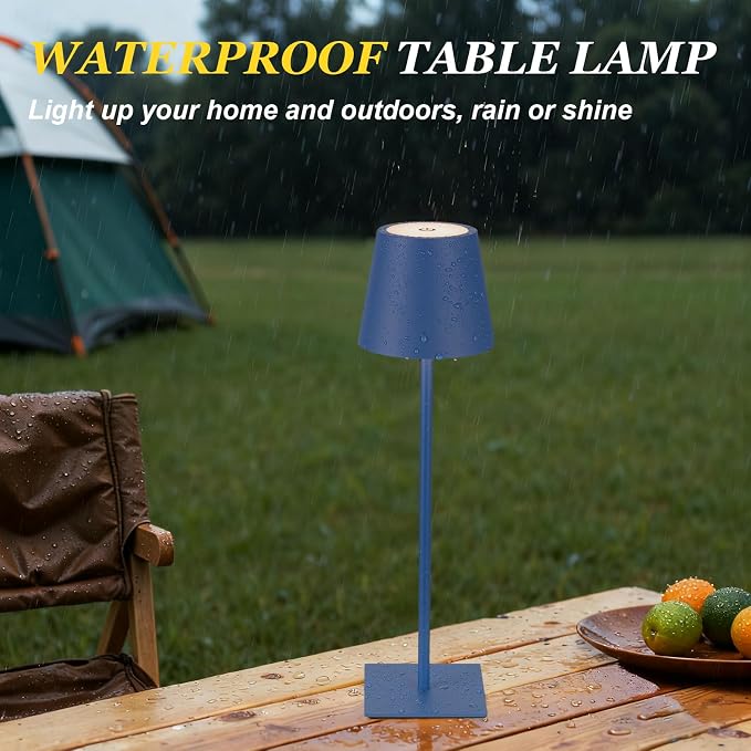Kakanuo Cordless Rechargeable Table Lamp Navy 5000mAh Battery Operated Lamps, 3 Colors Stepless Dimming Touch Lamp for Living Room, Kitchen Counter, Dining, Outdoor Patio, 2 Pack - Image 7