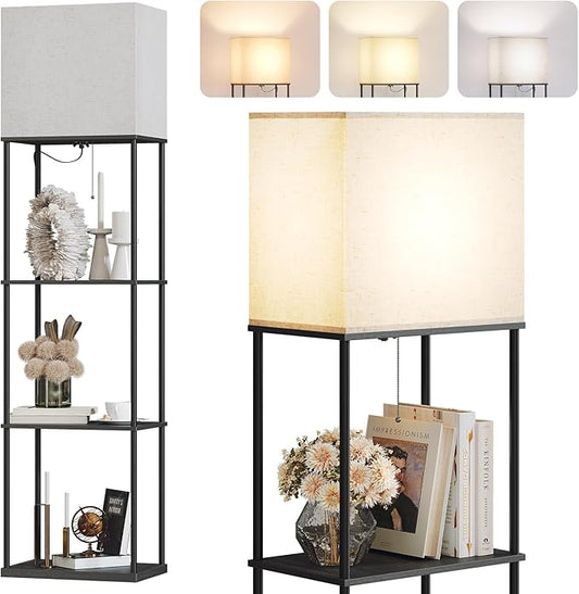 SUNMORY Large Size Floor Lamp with Shelves, 4-Tier Modern Standing Lamp with 3 Color Temperature Bulb, Tall Floor Lamp with Shelf, Corner Display Bookshelf Lamps for Living Room, Bedroom, Office by SUNMORY