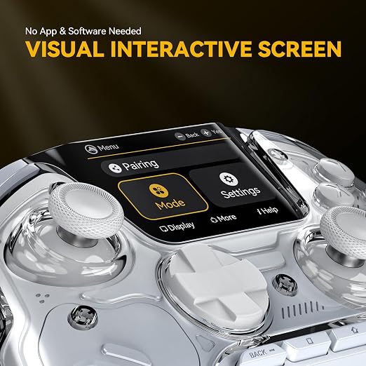 ManbaOne Interactive Screen Wireless Gaming Controller for PC/Switch/Switch 2/iOS/Android,Hall Effect Stick & Trigger,RGB Lighting,Remappable Buttons,1800mAh with Charging Dock (White) | for PC/Switch1/2/iOS/Android,Hall Effect Stick & Trigger,RGB Ligh... - Image 2