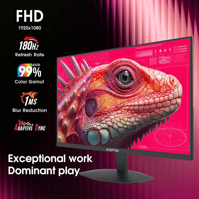 New! Sceptre 27-inch Prime Gaming Monitor DisplayPort x2 180Hz HDMI x2 180Hz Build-in Speakers, Machine Black 2027 (E275B-FW180T Series) - Image 3