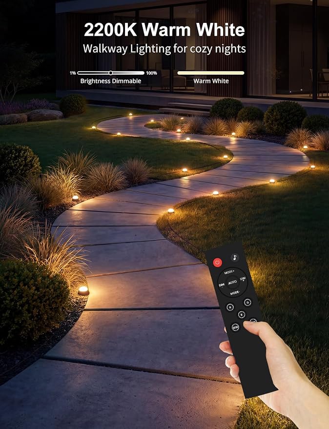 APPECK Outdoor Ground Lights 32 Pack, 100FT RGBW Pathway Lights Wired | 2200K Warm White Landscape Lighting, IP65 Waterproof, Color Changing, Garden Lawn Path, Holiday Decor, App/Remote Control - Image 8