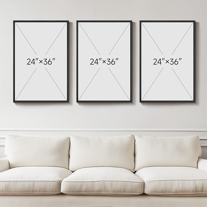 Large Framed Gold Abstract Geometric Wall Art for LIving Room, 3 Piece Modern Canvas Prints Paintings Artwork for Walls, Minimalist Black White Gold Pictures for Hallway Office Wall Decor 24x36 Inch - Image 3