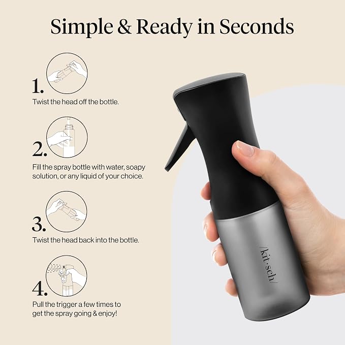 Kitsch Continuous Spray Bottle for Hair – Black, 150ml | Fine Mister Spray Bottle & Water Spray Bottle – Recycled Hair Spray Bottle – Spray Bottles for Cleaning, Styling, & More - Image 7