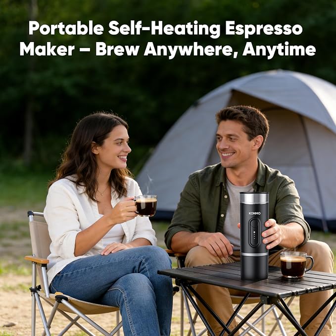 Portable Espresso Machine for Travel, Self-Heating Coffee Maker Works with Capsules & Ground Coffee, Type-C Rechargeable for Outdoor Camping Car RV Business Trips - Image 2