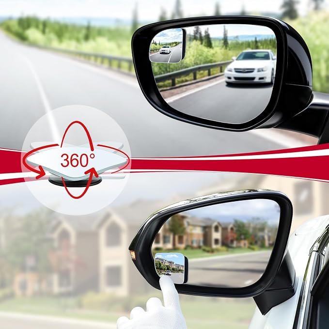 LivTee Blind Spot Mirror, Fan HD Glass Frameless Convex Rear View Mirror with wide angle Adjustable Stick for Cars SUV and Trucks, Pack of 2 - Image 5