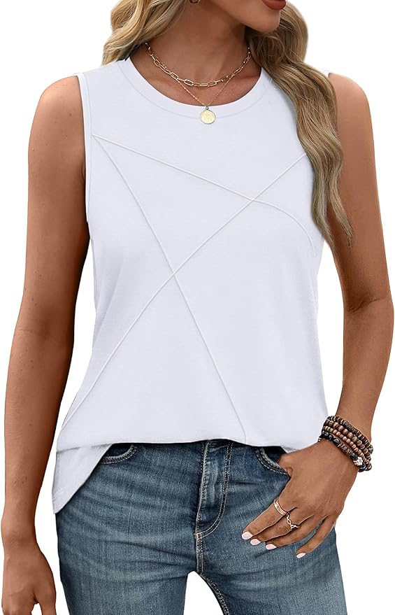 WIHOLL Women's Sleeveless Summer Crewneck Loose Fit Tank Tops - Image 4