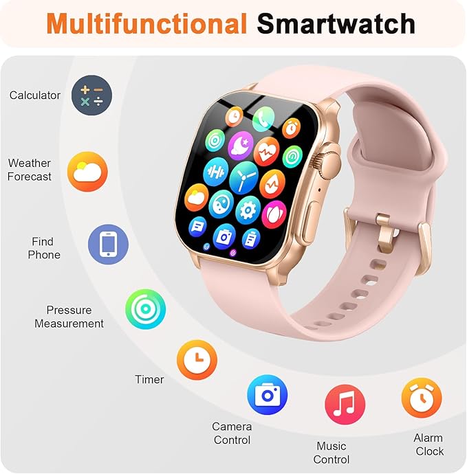 Smart Watch for Women, 2.01" AMOLED Curved HD Screen Smart Watch, Fitness Tracker with 24/7 Heart Rate/Sleep Monitor, IP68 Waterproof Running Watch,Compatible with iOS & Android for Daily Workout Pink - Image 7
