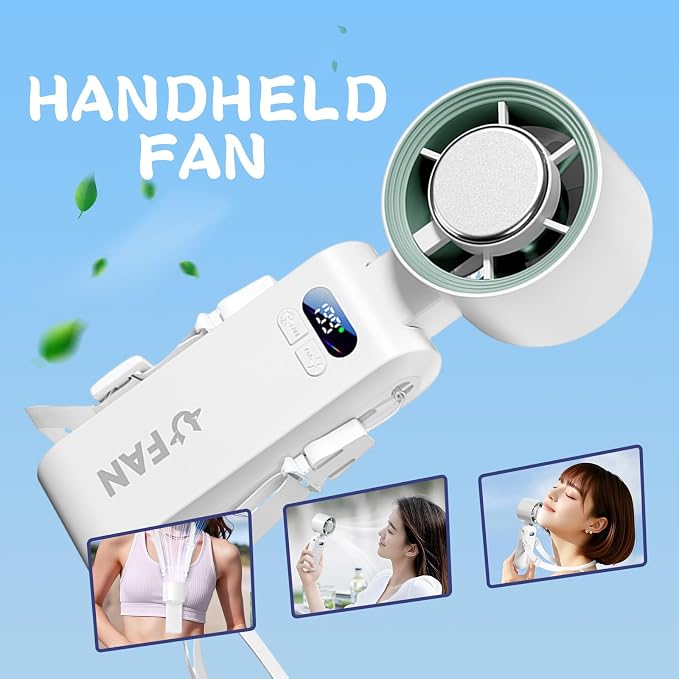 Handheld Fan, Portable Handheld Fan with Ice Function, mini personal fan, Turbo Powerful Rechargeable Fans,1-199 Speed, Foldable, for Women Men Outdoor Indoor travel essentials(White) - Image 5