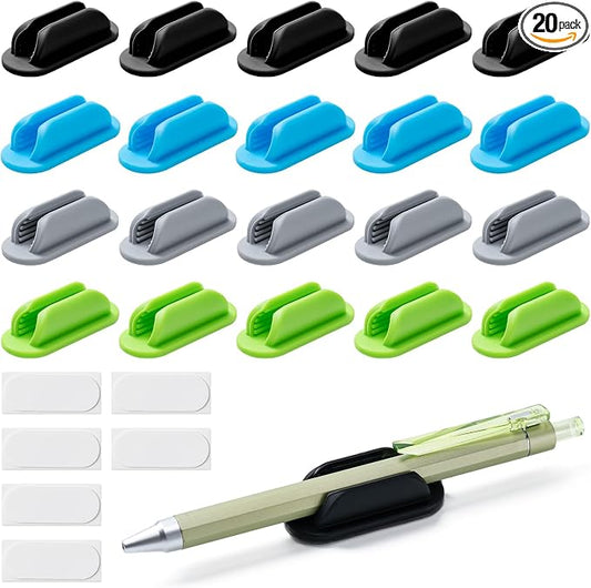 Adhesive Pencil Holders for Desk,Silicone Flexible Pen Holder for Wall, Office, School,Home,Classroom Must Haves,Teacher Essentials Accessories,Desk Organizer (20, Multi-colour combinations) by UEHSNI