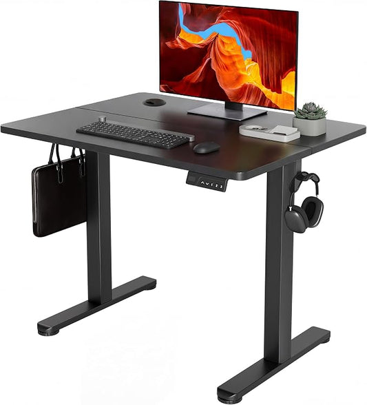 YDN 35 x 20 Inch Black Electric Standing Desk | Adjustable Height, Sit Stand, Cable Management, Ergonomic, Home Office by YDN