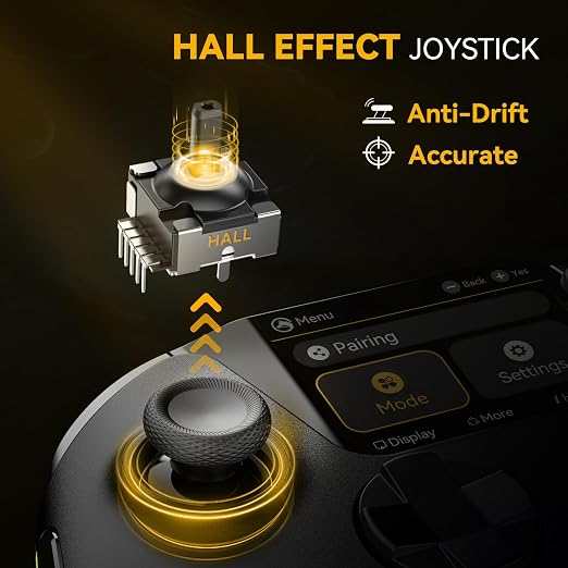 ManbaOne Interactive Screen Wireless Gaming Controller (Black) | for PC/Switch1/2/iOS/Android,Hall Effect Stick & Trigger,RGB Lighting,Remappable Buttons,1800mAh with Charging Dock - Image 3