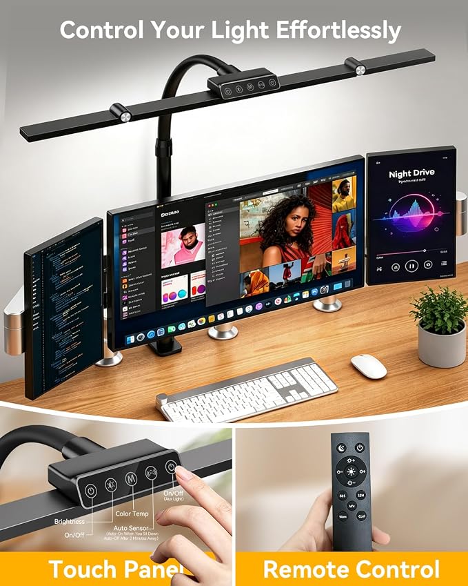 LED Desk Lamp Clamp 24W Adjustable Neck Touch Remote Control | 24W Ultra Bright LED Lighting, Flexible Adjustable Clamp Design, Flexible Adjustable Clamp Design - Image 5
