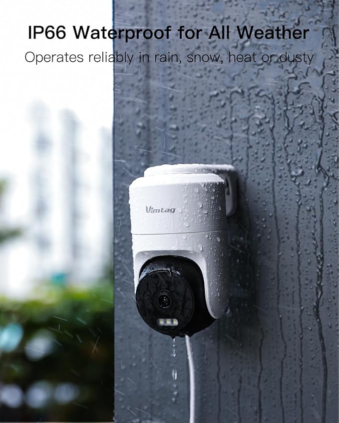 VIMTAG 2.5K 4MP Outdoor Security Camera, Pan/Tilt WiFi Home CCTV Camera, 360° View & Motion Tracking, Color Night Vision, 2-Way Audio, AI Detection Alarm, IP66, Cloud & SD Card Storage, Works w/Alexa - Image 6