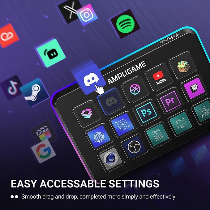 FIFINE AmpliGame Stream Controller with 15 Macro Keys, Streaming Keyboard with Trigger Actions in OBS/Twitch/YouTube/Streamlabs, Shortcut Buttons Keypad Works with Mac and PC-D6 - Image 7