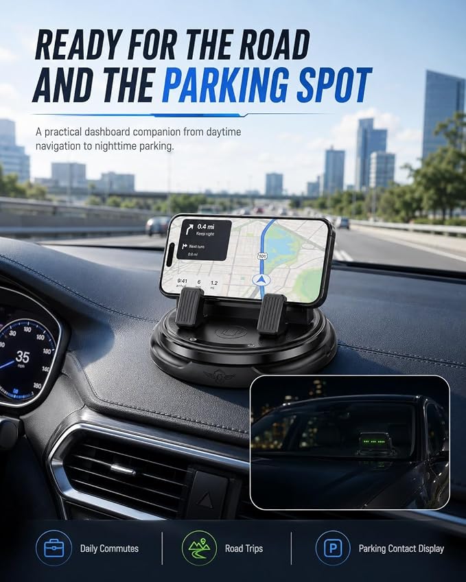 Car Phone Holder 360 Degree Rotation Navigation Mount Splendid Dashboard Windshield Accessories for Women Rotating Soporte De Telefono para Carro Grip Anti-Slip Grips(Glow Number Edition) - Image 5