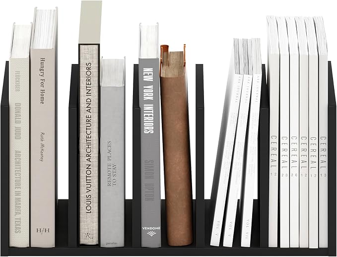 Furinno HERMITE Desk File Folder Organizers, 5-Space Vertical Desktop Office Organization Racks, Desk Top Display Book Shelf, for Paper, Office Supplies, Magazine, Espresso - Image 4
