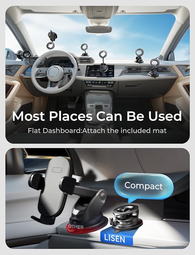 LISEN for Magsafe Car Mount, Magnetic Phone Holders for Your Car Vacuum, Phone Mount for Car Accessories for Women Men Jeep BMW, Suction Holder Kits, for iPhone 17 Pro Max 16 15 14 13 12,Carbon Fiber - Image 3