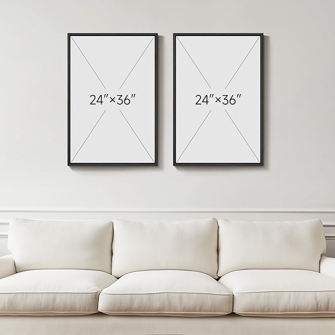 Large Framed Neutral Abstract Wall Art, 2 Piece Modern Canvas Prints Paintings, Beige Gold Abstract Pictures for Living Room Hallway Dining Room Bedroom Office Wall Decor 24x36 In - Image 3