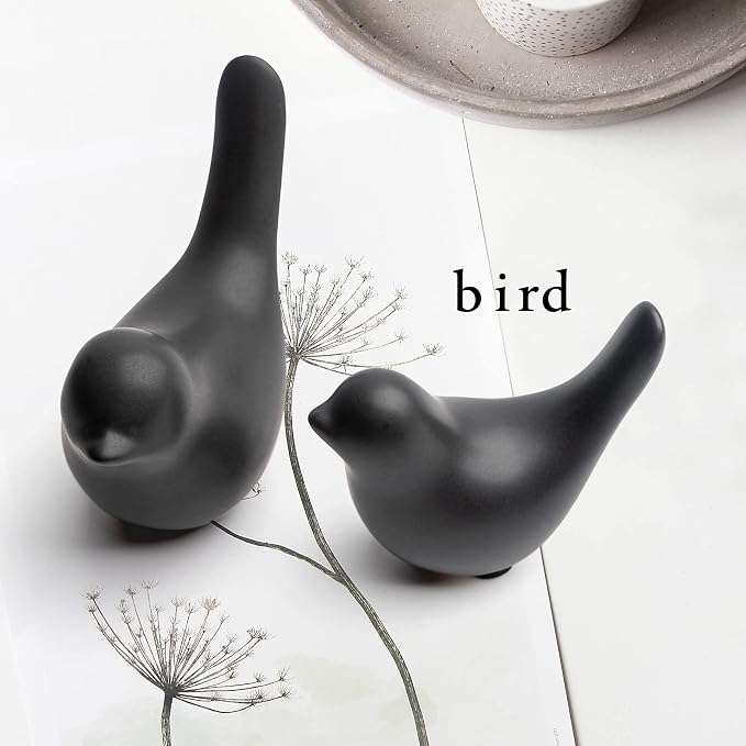 Notakia Small Birds Statues Home Decor Modern Style Decorative Ornaments for Living Room Decor, Bedroom, Office Desktop, Cabinets (Black 2Pcs Birds) - Image 7