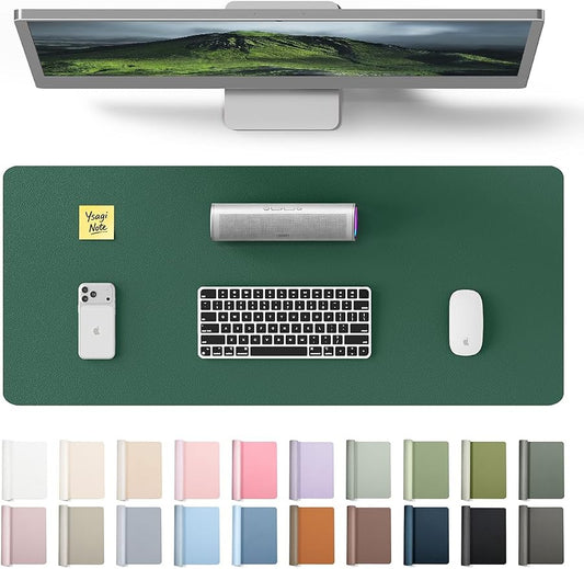 YSAGi Leather Desk Pad Protector, Office Desk Mat, Large Mouse Pad, Non-Slip PU Leather Desk Blotter, Laptop Desk Pad, Waterproof Desk Writing Pad for Office and Home (Seafoam Green, 23.6" x 13.8") by YSAGi