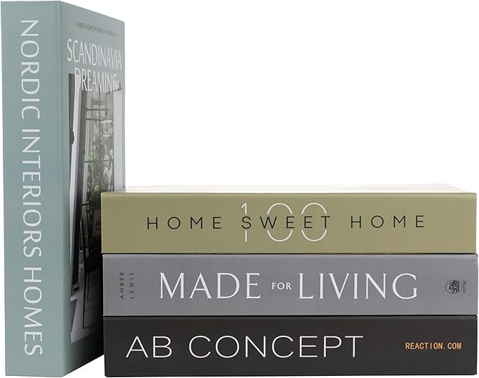 PROBENEX 4 Pcs Decorative Books | Faux Olive Coffee Table & Shelf Decor | Earthy Botanical Look for Living Room, Office and Entryway - Not Real, Tool-Free 2-Min Setup by PROBENEX-Elevateyourhomedecor