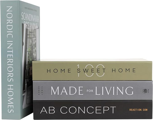 PROBENEX 4 Pcs Decorative Books | Faux Olive Coffee Table & Shelf Decor | Earthy Botanical Look for Living Room, Office and Entryway - Not Real, Tool-Free 2-Min Setup by PROBENEX-Elevateyourhomedecor