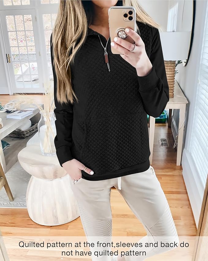 BTFBM Women Fashion Quilted Pattern Lightweight Zipper Long Sleeve Plain Casual Ladies Sweatshirts Pullovers Shirts Tops - Image 2