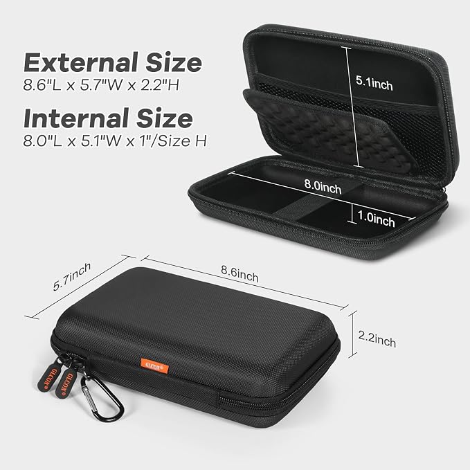 Shockproof Hard Shell Carrying Case for GPS, External Hard Drive, Power Bank, Charger, Cable, Heart Monitor, Cell Phone, Electronic Accessories - Larger Capacity Storage Pouch Travel Bag - Image 2
